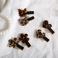 Lot de pinces à cheveux professionnelles motif léopard, ornées de strass, en forme de fleur et de cœur, style français, épingles latérales pour un coiffage tendance et stylé, vente en gros