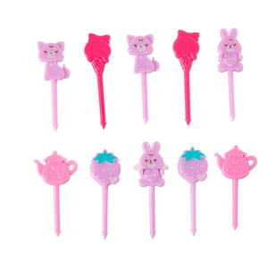 Vente en gros d'accessoires pour bento Kawaii pour enfants matériau ABS de qualité alimentaire 3-6cm médiators pour enfants fourchettes à fruits animaux de dessin animé mignon Mini - Product Image 6