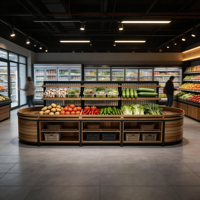 5-laags groenterek met geïntegreerde displaybasis, ontworpen voor supermarktproductpresentatie