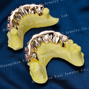 Kişiye Özel Kusursuz Büyük Taşlı Buzlu Diş Grillzleri S925 Gümüş 10K 14K 18K Som Altın Pembe Mozanit Elmas Üçüncü Parti - Product Image 4