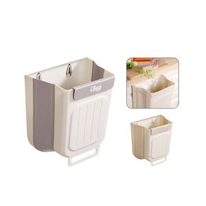Custom Logo Kitchen Trash Can Plastic Collapsible Wall Mounted for Cabinet Door Hanging Garbage <b>Bin</b> White - Product Image 2