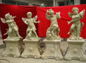 Sculpture de jardin moderne, enfants tenant des poissons, couleur blanche, taille réelle, résine de fibre de verre, <span class=keywords><strong>petit</strong></span> ange chérubin - Product Image 6