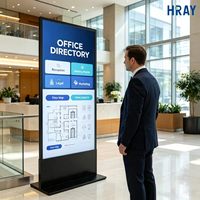 Écran de sol HRAY 49 pouces avec cadre en aluminium, luminosité de 300 à 350 cd/m², pour affichage d'informations d'activités en hôtels et complexes hôteliers, prend en charge OEM ODM