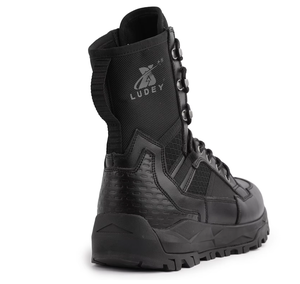 Bottes tactiques SFB8 personnalisées Ludey, montantes, en cuir de vachette suédé vert forêt, sans fermeture éclair latérale, vente en gros. - Product Image 3