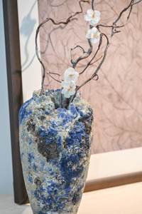 Jarrón de mármol azul boliviano hecho a mano de primera calidad, decoración artística elegante para sala de estar y dormitorio - Product Image 5