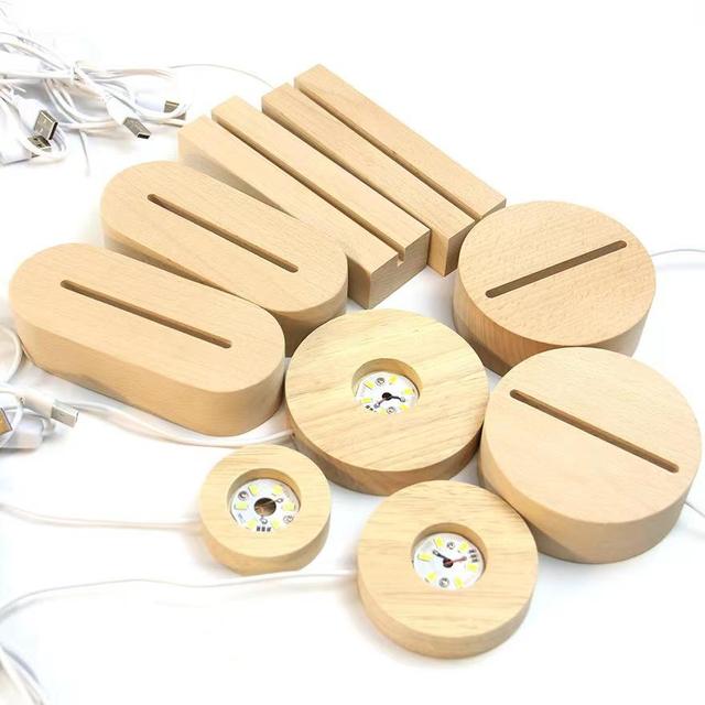 Wholesale Wood Led Night Light Base Wooden 3d Led Lamp Base for 3D Illusion Night Light