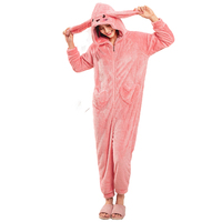 Đồng Bằng Màu Hồng 1 Cái Onsie Pijamas Para Invierno De Plush Felpa Peluche Phụ Nữ Trưởng Thành Ladies Winter Gấu Nhiệt Onesies Đồ Ngủ