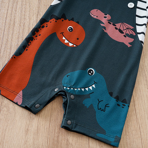 Combinaison <span class=keywords><strong>bébé</strong></span> <span class=keywords><strong>garçon</strong></span> à manches courtes, motif dinosaure mignon, rayée, pour nouveau-né, production en petites séries - Product Image 3