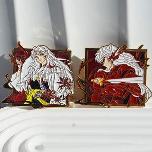 Inuyasha <span class=keywords><strong>sesshomaru</strong></span> ป้ายโลหะชุบทองพิมพ์ดิจิตอลเข็มกลัดอะนิเมะกระเป๋านักเรียนเครื่องประดับ - Product Image 1