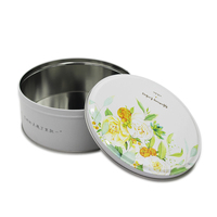 Boîte à thé ronde élégante en métal de qualité alimentaire, motif floral, pour biscuits, cadeaux et rangement, double usage, pour chocolats et bonbons, boîte en métal personnalisée