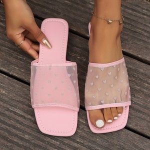 Sandales décontractées pour femmes, mules et claquettes d'été en cuir PU, sandales plates à bout carré tendance, vente en gros - Product Image 5