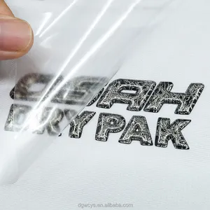 Stiker label Transfer panas TPU efek jaring kawat besi 3D Logo huruf nama merek desain kustom untuk pakaian