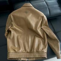 Blouson aviateur en peau de mouton véritable kaki |   Design patchwork |   Respirant |   Star du football international inspirée des grands noms |   Taille Plus L-5XL