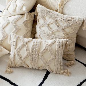 Housse de <span class=keywords><strong>coussin</strong></span> géométrique capitonnée <span class=keywords><strong>beige</strong></span> style bohème scandinave, <span class=keywords><strong>coussin</strong></span> décoratif de luxe pour canapé, housse de <span class=keywords><strong>coussin</strong></span> décorative pour la maison - Product Image 5