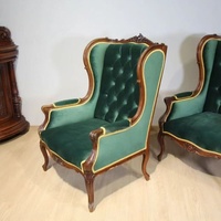 Fauteuil simple en bois massif de style vintage américain Yicheng, fauteuil luxueux sculpté en tissu vert pour salon, mobilier de salon