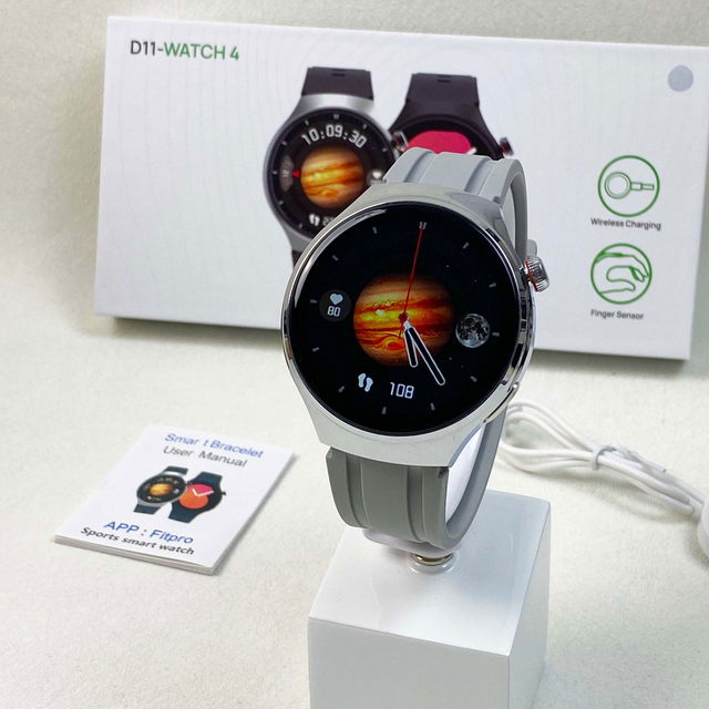 D11 AMOLED round Smart Watch with IP67 Waterproof Heart Rate Monitor Wireless Charging Remote Control Function Display Type IPS