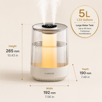 Humidificateur d'air ultrasonique 5L grande capacité, double buse de brumisation, diffuseur de brume froide intelligent pour chambre, maison, bureau