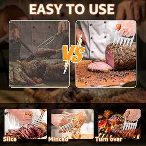 Garra Desmenuzadora de Carne de Acero Inoxidable con Mango de Madera, Accesorios para Barbacoa y Camping al Aire Libre - Product Image 4