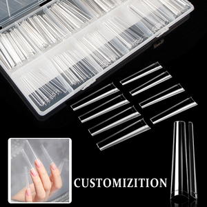 Puntas de Uñas Cuadradas Transparentes Tipo Ataúd, Talla XXXL, de ABS, para Extensión de Uñas de Gel Suave, Estilo Francés Natural - Product Image 4