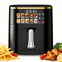 Friteuse à air numérique carrée moderne de 10 litres, 1400 watts, 6 modes de cuisson prédéfinis, multifonction, économie d'énergie