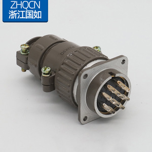 P32K3Q/J3A 12 Pin Straight Circular Connector Female Socket Gray Black Bakelite Shell Copper Contacts - Product Image 2