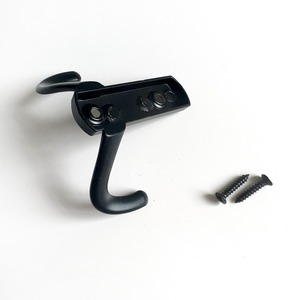K764 Double Hook Zinc Alloy Wall <b>Mount</b> Black Coat Hook For Wardrobe Kitchen Bathroom - Product Image 3