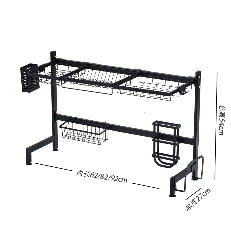 Многофункциональная полка для раковины, сушилка для посуды, 2 уровня, органайзер для сушильной полки для кухонной раковины