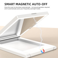 Miroir de courtoisie pliable sur table, personnalisable, rechargeable, avec éclairage LED, grossissement et fonction de pliage