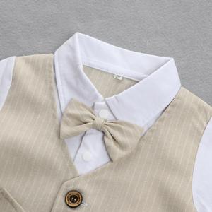 Ensemble deux pièces d'été pour bébés et enfants : Nouveauté – Costume élégant pour garçons avec chemise à nœud papillon et short - Product Image 4