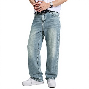 Men's Straight Leg Denim Jeans High Waist Loose Fit Stonewashed Cotton Casual Style Spring Wear - Product Image 1
