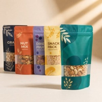 Sachet Doypack Personnalisé Auto-Scellant avec Fenêtre, Refermable, pour Emballage de Noix et Fruits Secs, en Feuille d'Aluminium et PET de Qualité Alimentaire, avec Fermeture Éclair
