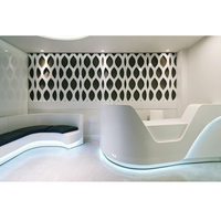 Comptoir de réception de haute qualité en pierre de surface solide blanche pure avec éclairage LED pour spa, club, pub