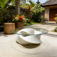 Table basse d'extérieur moderne en fibre de verre, table de salon/à thé de luxe pour salon, patio, jardin, cour, magasin, mobilier commercial