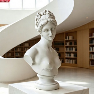 YOUFINE Sculpture de <span class=keywords><strong>Buste</strong></span> de <span class=keywords><strong>Femme</strong></span> en <span class=keywords><strong>Marbre</strong></span> Classique Européen, Sculptée à la Main, Tête de <span class=keywords><strong>Femme</strong></span> Antique en Pierre pour Hall de Villa, Ornement de Maison - Product Image 1