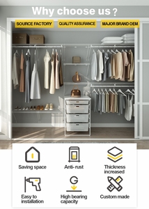 Kit d'étagères en fil métallique moderne avec quincaillerie Étagère murale en fil métallique de haute qualité pour placard en <span class=keywords><strong>vinyle</strong></span> blanc pour garde-manger <span class=keywords><strong>Rangement</strong></span> utilitaire - Product Image 3