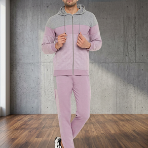 Conjunto Deportivo con Capucha para Hombre, Diseño Color Block con Cierre, Manga Larga, Poliéster y Algodón, Ropa Casual de Otoño para Correr - Product Image 2