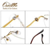 Lunettes sans monture Osicare pour femmes, monture en titane avec strass en cristal, pont doré, lunettes optiques avec pierres