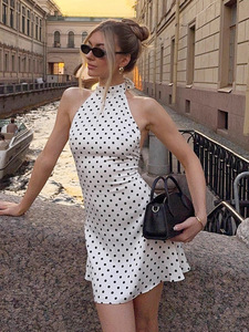 2025 mùa thu cao cấp của phụ nữ retro pháp sóng <span class=keywords><strong>Dot</strong></span> mô hình ăn mặc thanh lịch Hàn Quốc phong cách giản dị A-line Váy trơn nhuộm worsted - Product Image 3