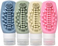 Conteneurs de voyage en silicone anti-fuite Bouteilles compressibles de lotion de shampooing pour masseur de cuir chevelu de brosse à cheveux