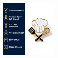 Chapeau de chef en alliage de zinc gravé sur mesure avec fouet spatule croisé pour cadeaux de diplômés de cuisine