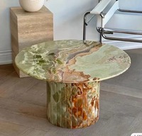 Table basse moderne de luxe en onyx vert rose Table personnalisée en marbre onyx pour la maison Salon Table basse en pierre naturelle