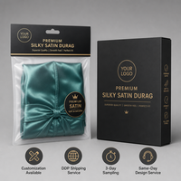 Nouveaux turbans durag en satin soyeux personnalisés, bonnets ondulés à longue queue, accessoires de coiffure professionnels unisexes style hip-hop