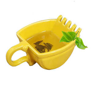 3D <strong>Yellow</strong> Excavator Bucket Model Cafe Coffee <strong>Mug</strong> With Spade Shovel Spoon Funny Digger Ashtray Cake Container Tea Cup W24-536 - Product Image 4
