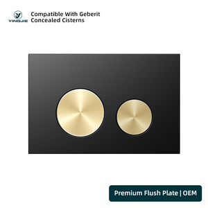 <span class=keywords><strong>Inodoro</strong></span> suspendido personalizado <span class=keywords><strong>con</strong></span> cisterna oculta, panel de botón de doble descarga ABS dorado empotrable para Geberit - Product Image 2