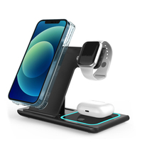 Chargeur sans fil portable 3-en-1 pliable pour smartphone, adaptateur de charge rapide, personnalisé en usine