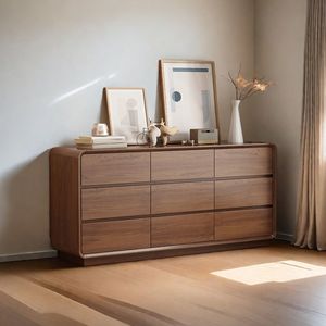 Solid Wood <b>Chest</b> Of Drawers Five Drawer Walnut Color <b>Storage</b> Cabinet For Bedroom Living Room - Product Image 2
