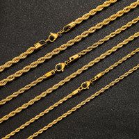 Hip Hop Punk 18K Plaqué Or Collier En Acier Inoxydable Corde Torsadée/Papillon 2-7mm Étanche En Gros Unisexe Festival Cadeau