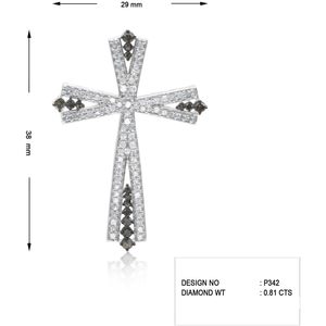 Colgante de cruz de diamantes Ornaatis, 0,81 quilates, corte redondo, blanco y marrón, en plata de ley 925, joyería religiosa unisex - Product Image 5