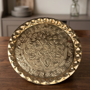Handmade Oriental Engraved Metal <b>Decorative</b> <b>Plate</b> Round Plant Pattern Dishes & <b>Plates</b> Presents - Product Image 2