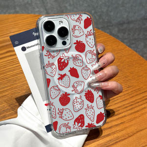 Funda para Teléfono con Diseño de Fresa Roja Fresca para Apple 17 Pro, Funda Suave para 16/15 con Anillo Magnético, Estilo Popular de Influencers, Funda Protectora - Product Image 3